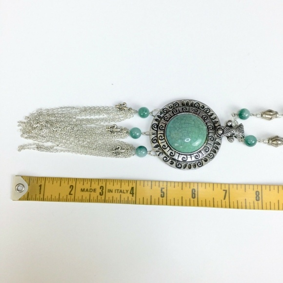 Bohemian Statement Necklace Jade Beaded Tassels - Picture 8 of 8
